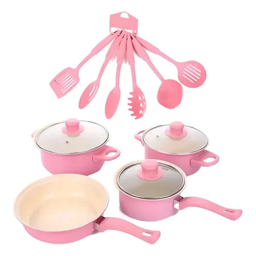SET DE OLLAS Y JUEGO DE UTENSILIOS DE COCINA 13PZ + SET DE CUCHILLOS  GRATIS