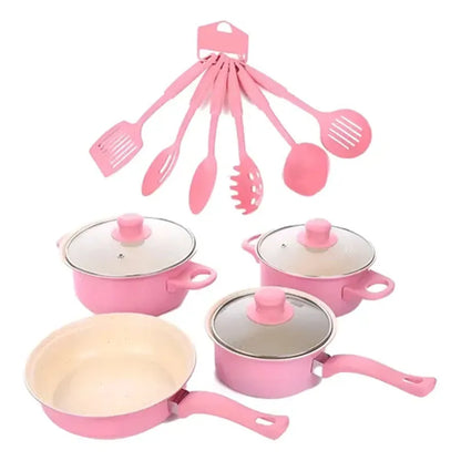 SET DE OLLAS Y JUEGO DE UTENSILIOS DE COCINA 13PZ + SET DE CUCHILLOS  GRATIS